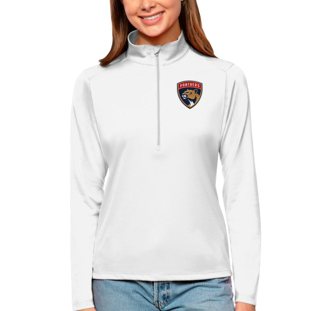 NHL White Florida Panthers Antigua Women's Tribute Quarter-Zip Pullover Top