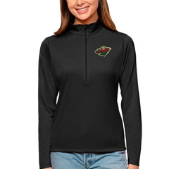 NHL Black Minnesota Wild Antigua Women's Tribute Quarter-Zip Pullover Top