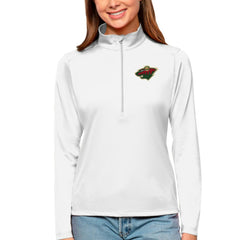 NHL White Minnesota Wild Antigua Women's Tribute Quarter-Zip Pullover Top