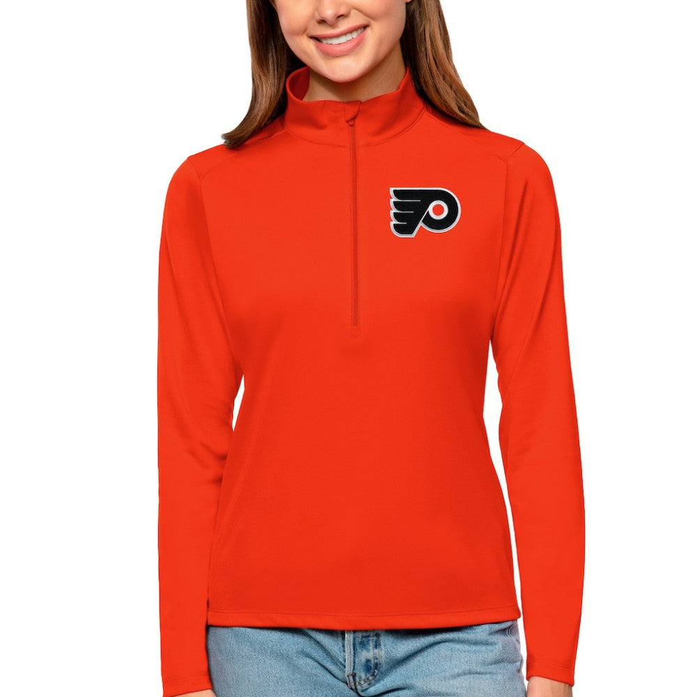 NHL Orange Philadelphia Flyers Antigua Women's Tribute Quarter-Zip Pullover Top