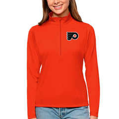 NHL Orange Philadelphia Flyers Antigua Women's Tribute Quarter-Zip Pullover Top