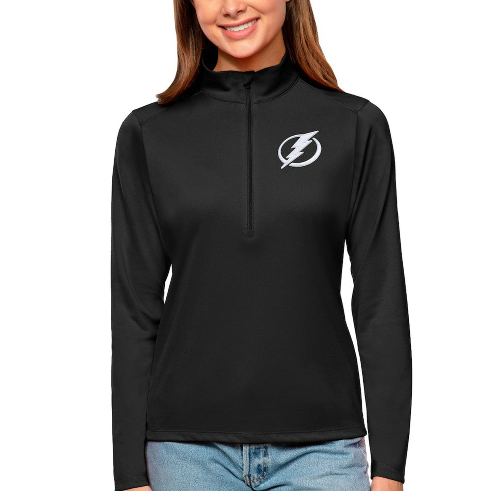 NHL Black Tampa Bay Lightning Antigua Women's Tribute Quarter-Zip Pullover Top