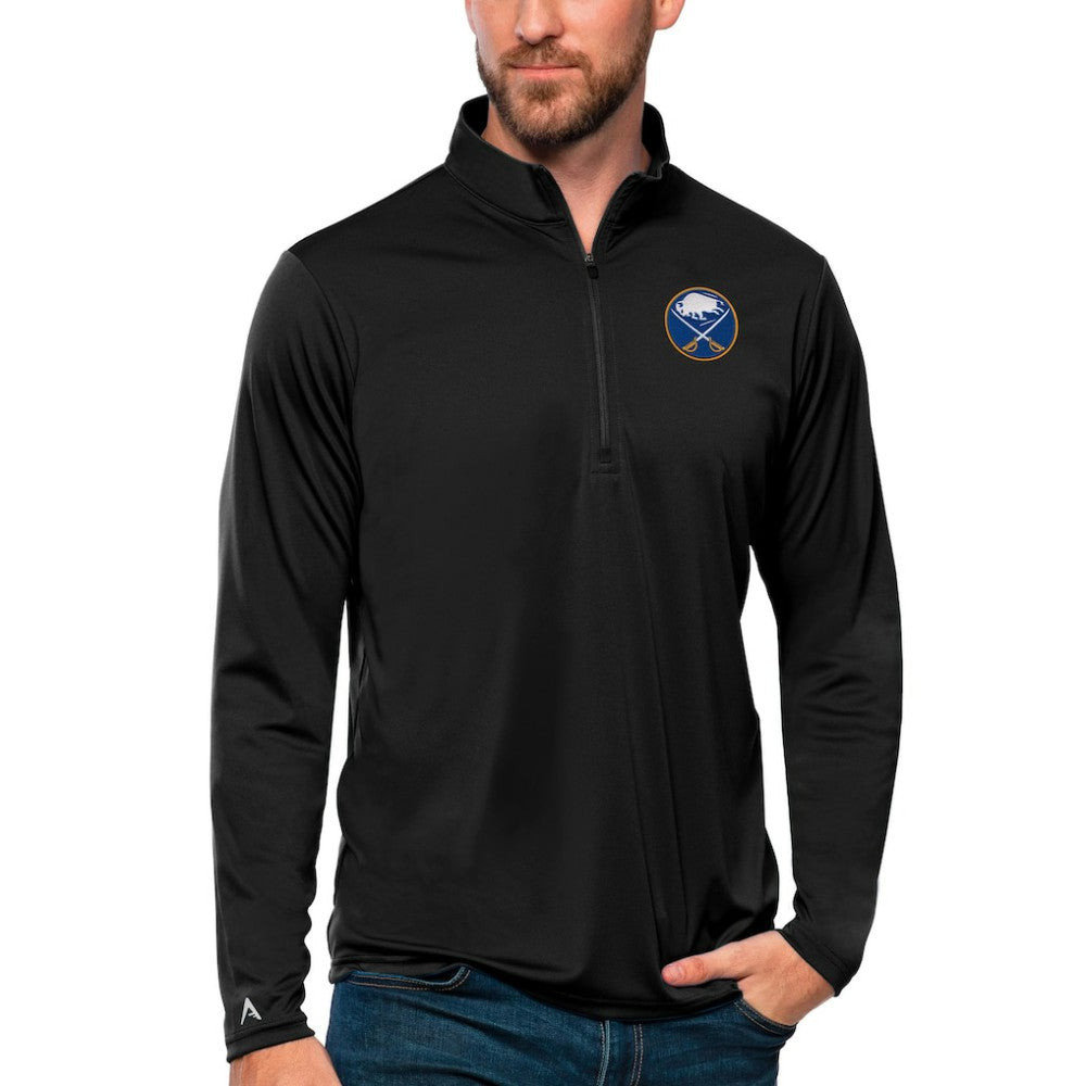 NHL Black Buffalo Sabres Antigua Tribute Quarter-Zip Pullover Top