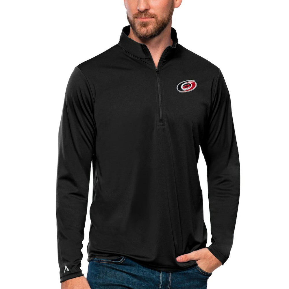 NHL Black Carolina Hurricanes Antigua Tribute Quarter-Zip Pullover Top