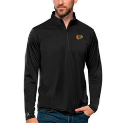 NHL Black Chicago Blackhawks Antigua Tribute Quarter-Zip Pullover Top