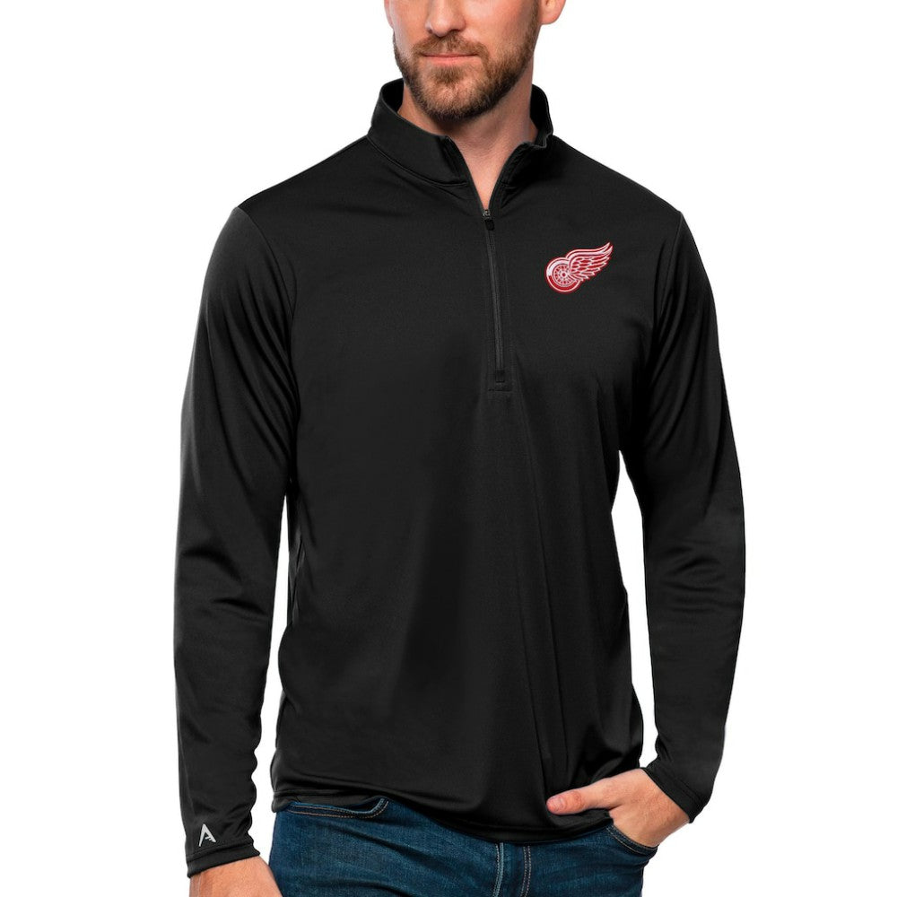 NHL Black Detroit Red Wings Antigua Tribute Quarter-Zip Pullover Top