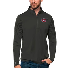 NHL Charcoal Montreal Canadiens Antigua Tribute Quarter-Zip Pullover Top