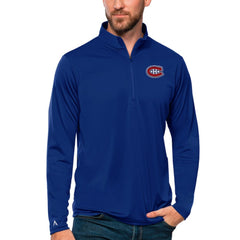 NHL Blue Montreal Canadiens Antigua Tribute Quarter-Zip Pullover Top