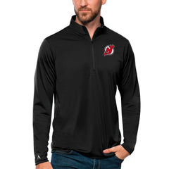 NHL Black New Jersey Devils Antigua Tribute Quarter-Zip Pullover Top