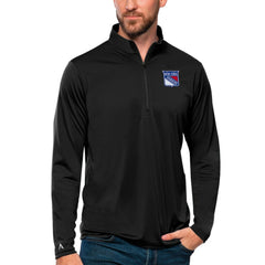 NHL Black New York Rangers Antigua Tribute Quarter-Zip Pullover Top