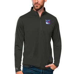 NHL Charcoal New York Rangers Antigua Tribute Quarter-Zip Pullover Top