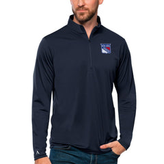 NHL Navy New York Rangers Antigua Tribute Quarter-Zip Pullover Top
