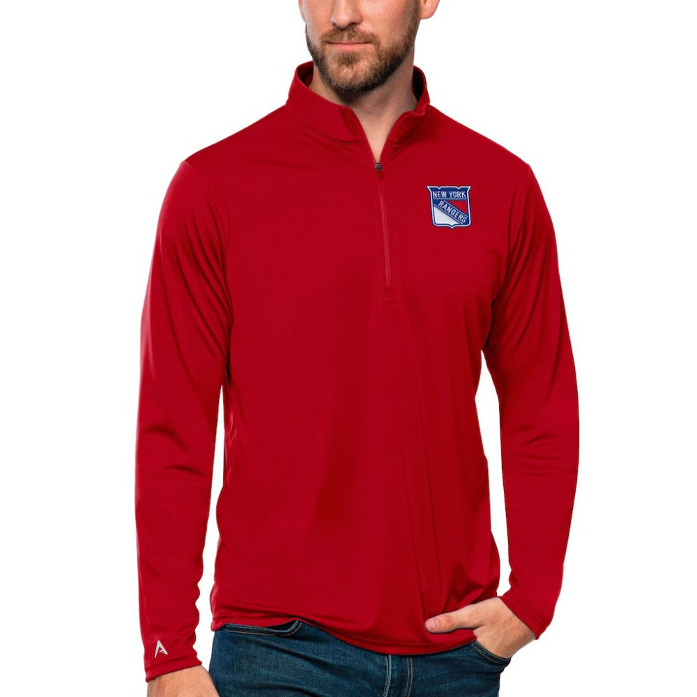 NHL Red New York Rangers Antigua Tribute Quarter-Zip Pullover Top