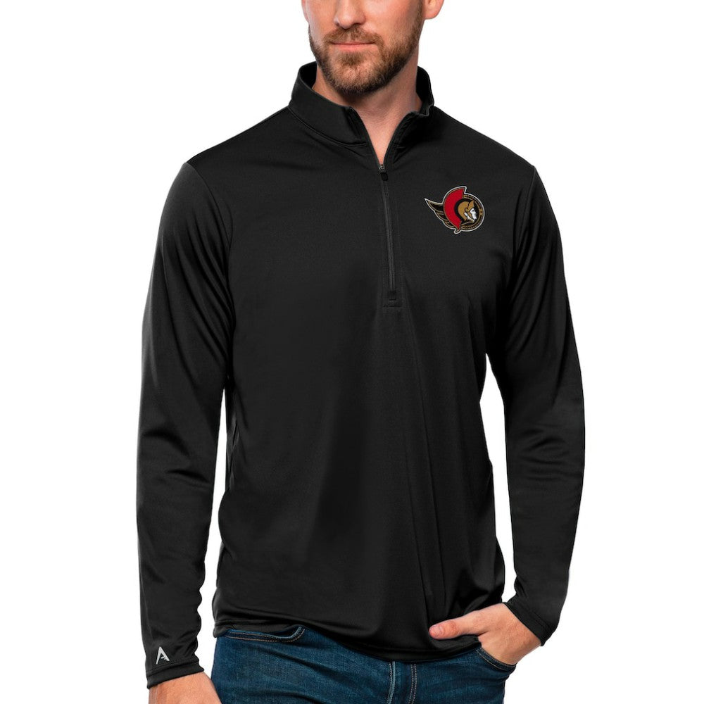 NHL Black Ottawa Senators Antigua Tribute Quarter-Zip Pullover Top