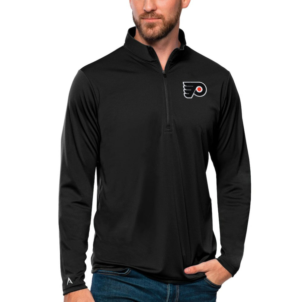 NHL Black Philadelphia Flyers Antigua Tribute Quarter-Zip Pullover Top