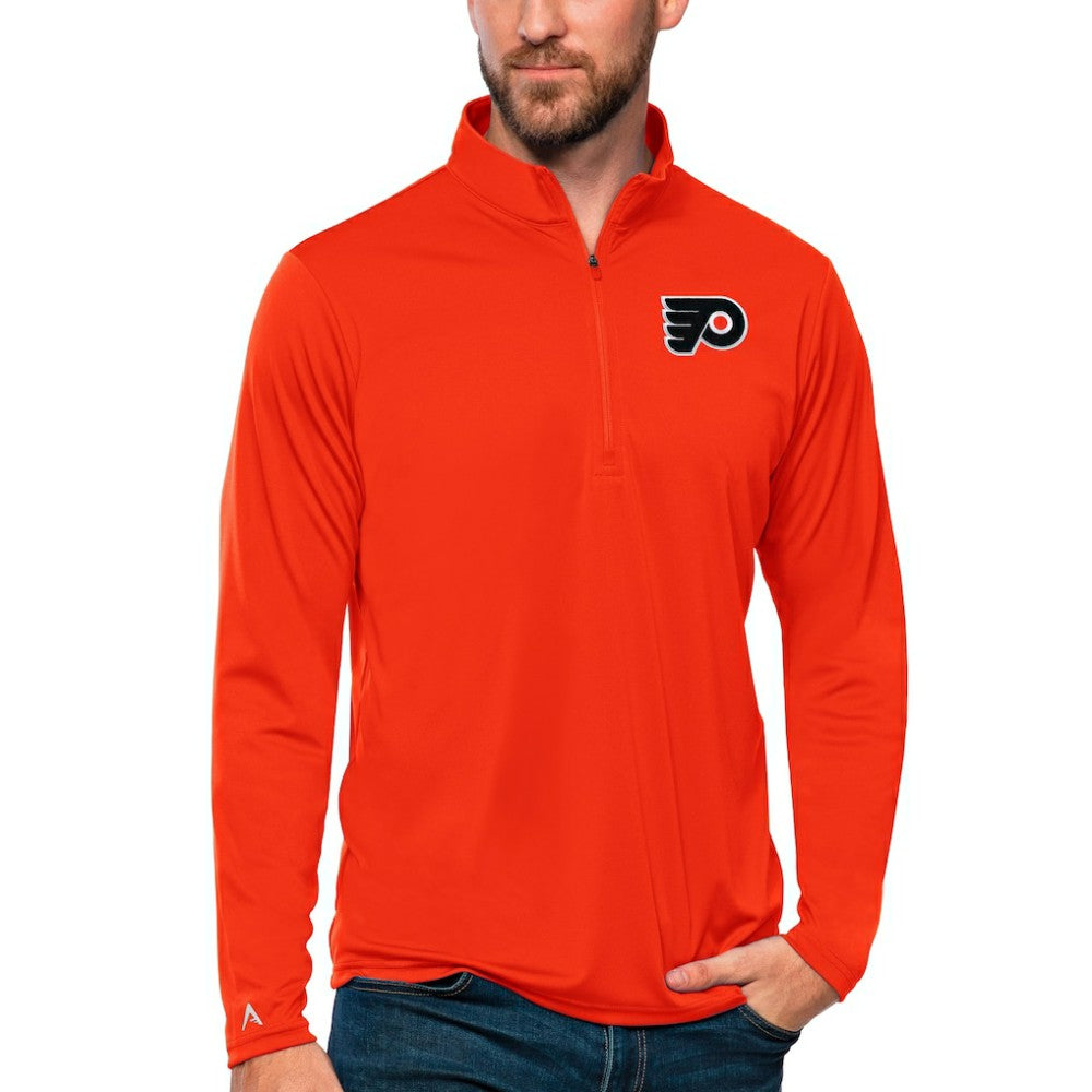 NHL Orange Philadelphia Flyers Antigua Tribute Quarter-Zip Pullover Top
