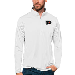 NHL White Philadelphia Flyers Antigua Tribute Quarter-Zip Pullover Top