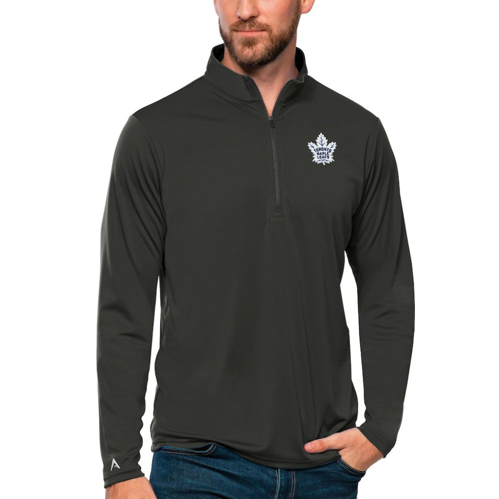 NHL Charcoal Toronto Maple Leafs Antigua Tribute Quarter-Zip Pullover Top