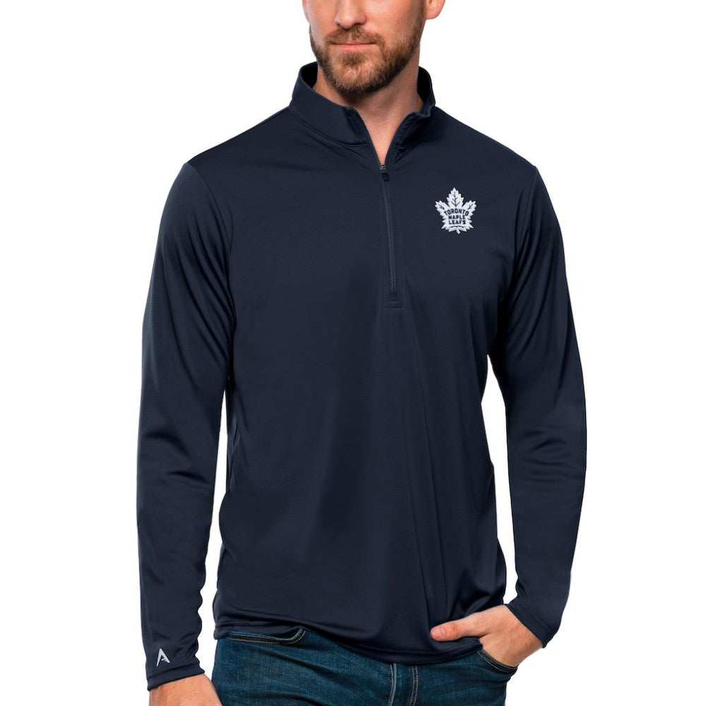 NHL Navy Toronto Maple Leafs Antigua Tribute Quarter-Zip Pullover Top