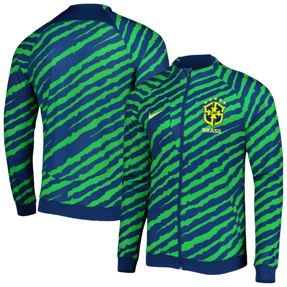 Brazil National Team 2022 Academy Pro Anthem Performance Raglan Full-Zip Jacket - Nike Blue/Green