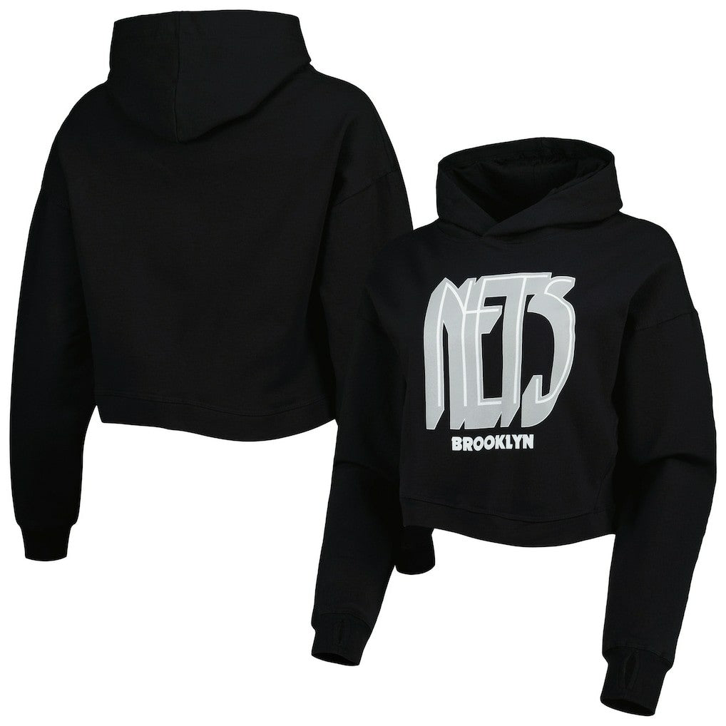 NBA Brooklyn Nets Lusso Women's Layla World Tour Cropped Pullover Hoodie