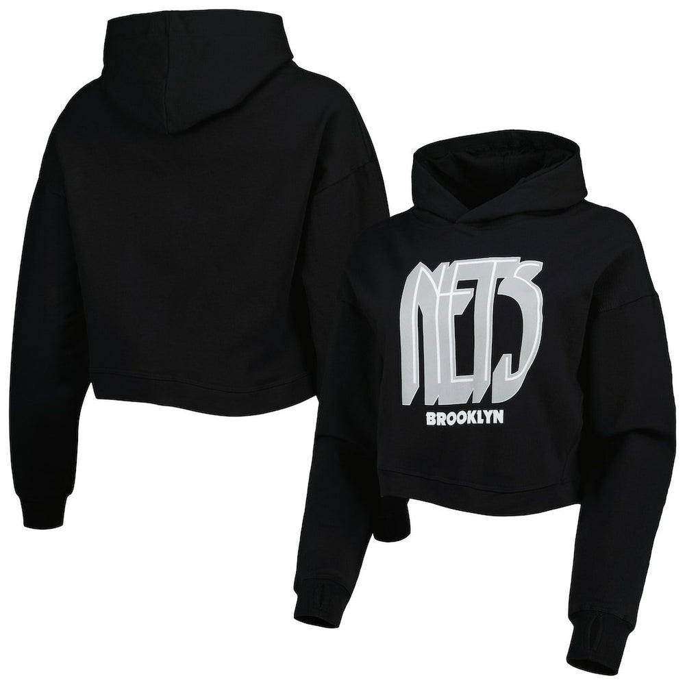 NBA Brooklyn Nets Lusso Women's Layla World Tour Cropped Pullover Hoodie