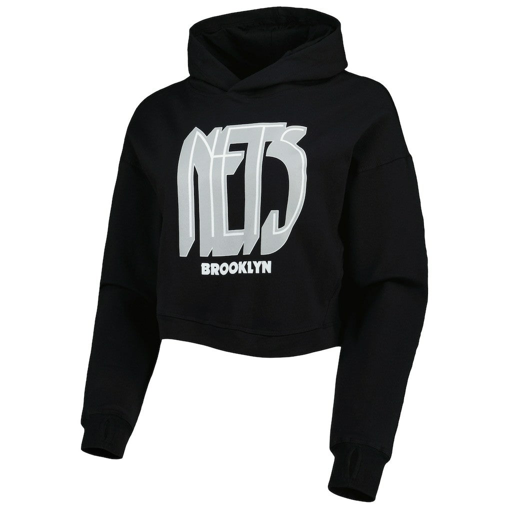 NBA Brooklyn Nets Lusso Women's Layla World Tour Cropped Pullover Hoodie