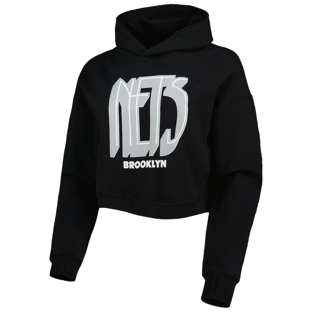 NBA Brooklyn Nets Lusso Women's Layla World Tour Cropped Pullover Hoodie