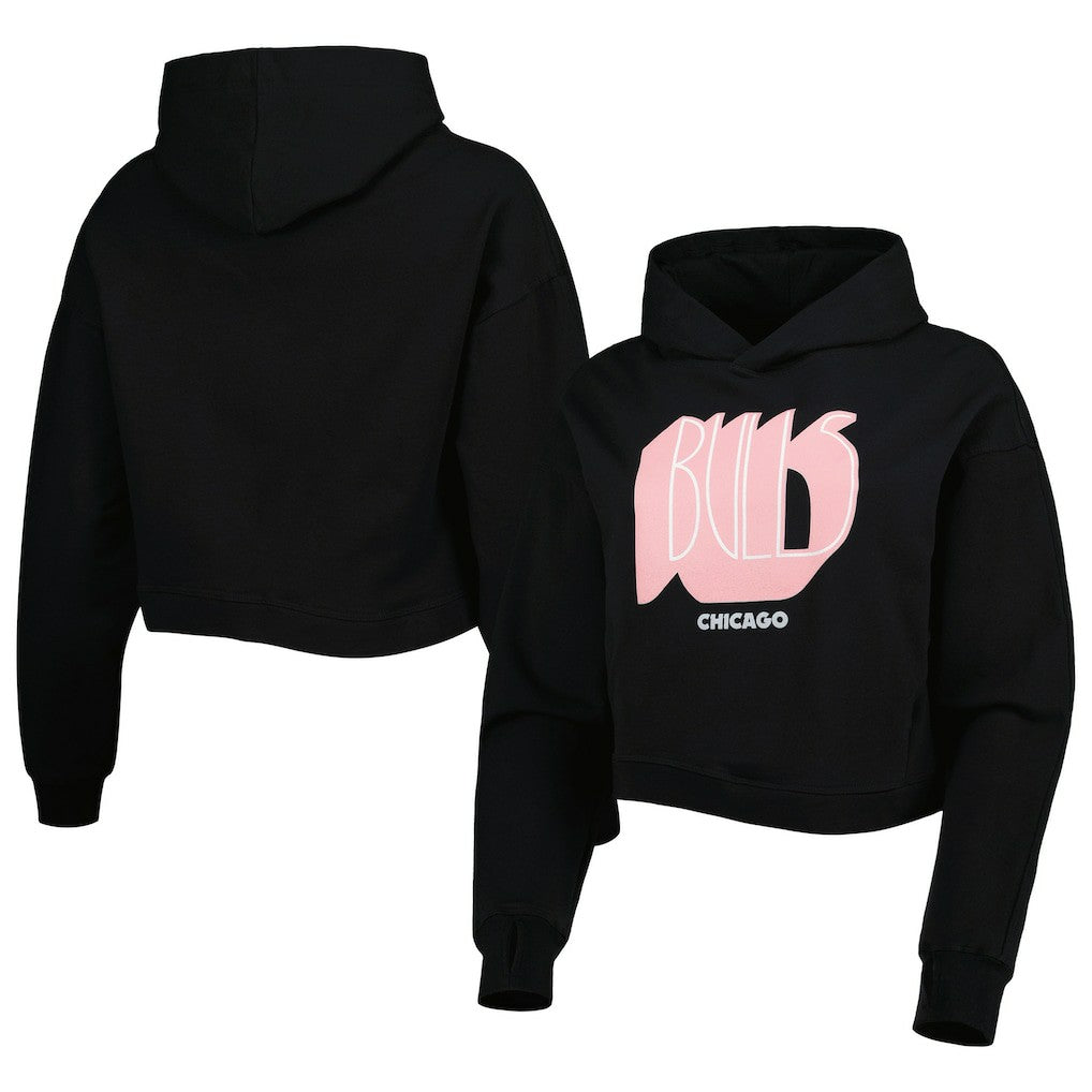 NBA Chicago Bulls Lusso Women's Layla World Tour Cropped Pullover Hoodie sale