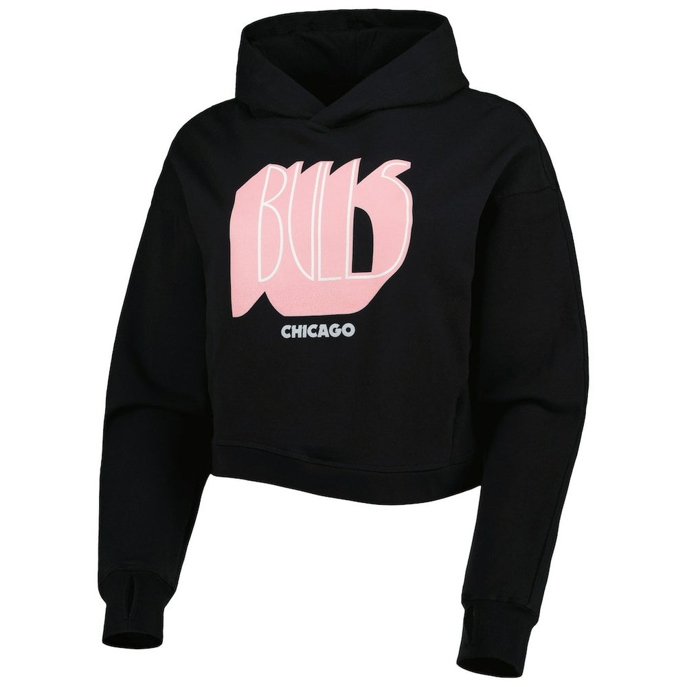NBA Chicago Bulls Lusso Women's Layla World Tour Cropped Pullover Hoodie sale