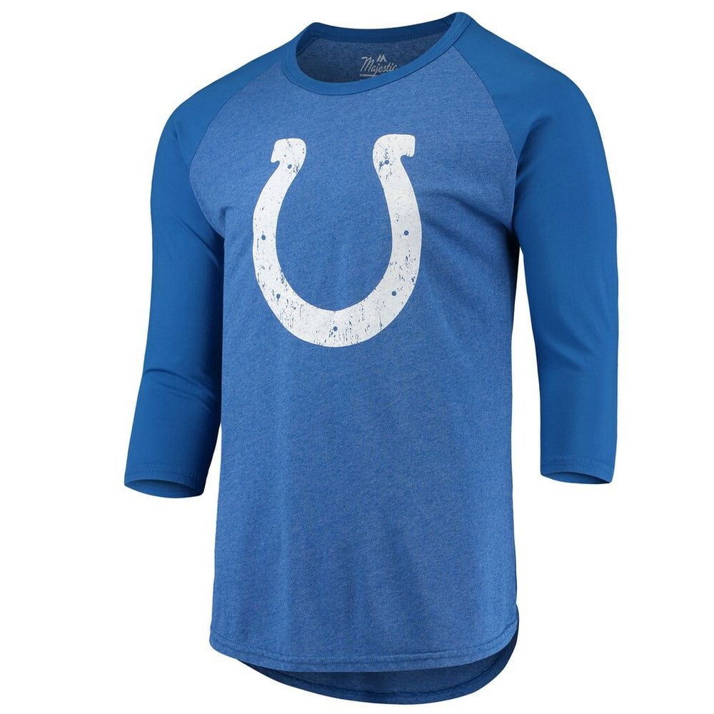 Jonathan Taylor  Majestic Threads Name & Number Team Colorway Tri-Blend 3/4 Raglan Sleeve Player T-Shirt - Indianapolis Colts