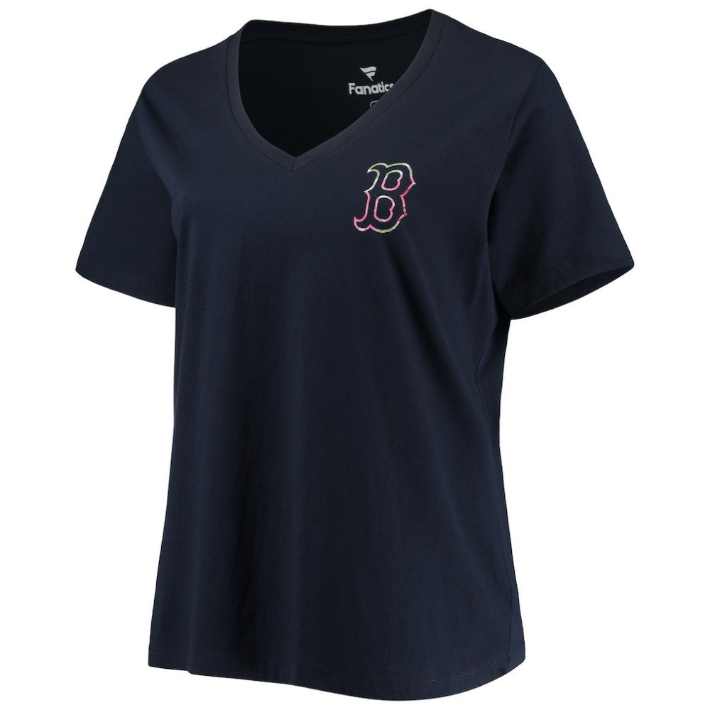 MLB Boston Red Sox Women's Plus Size #1 Mom 2-Hit V-Neck T-Shirt