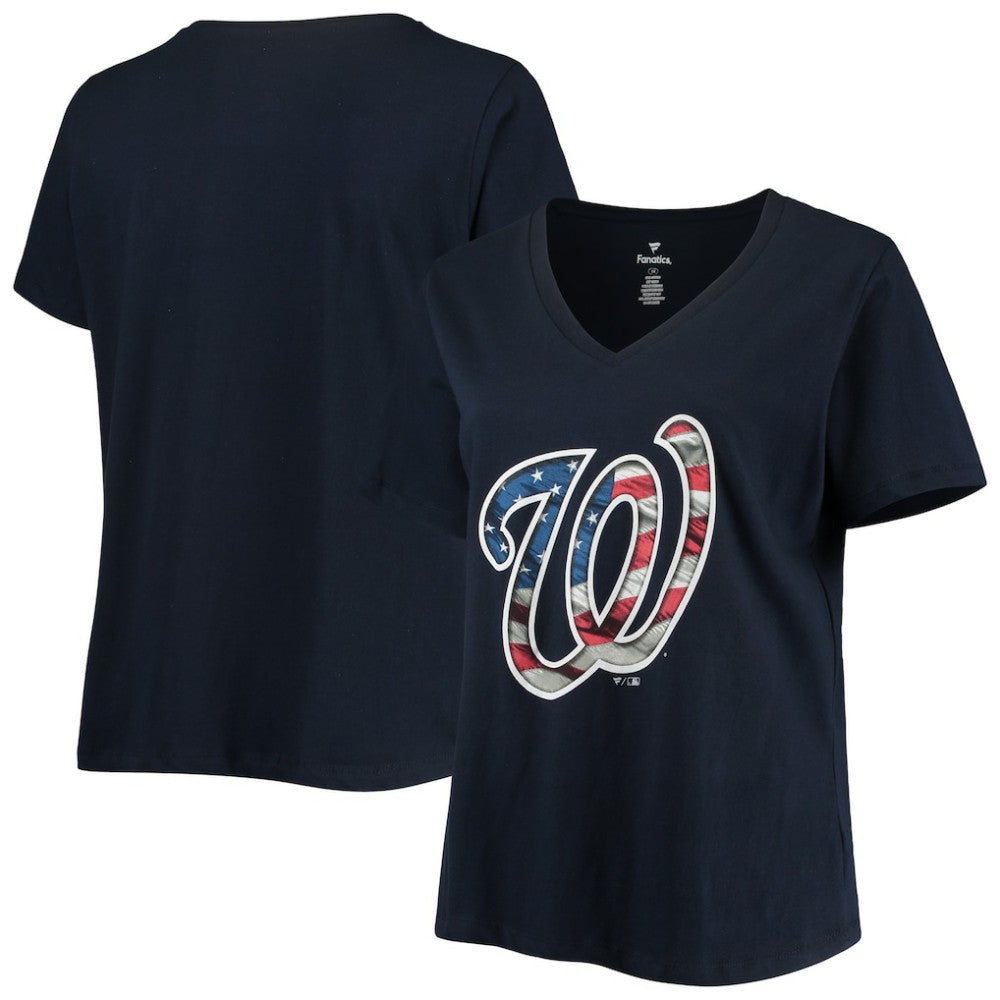 MLB Washington Nationals Women's Plus Size Banner V-Neck T-Shirt