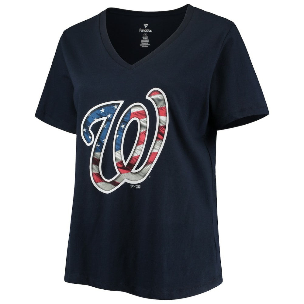 MLB Washington Nationals Women's Plus Size Banner V-Neck T-Shirt