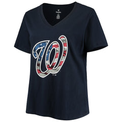 MLB Washington Nationals Women's Plus Size Banner V-Neck T-Shirt