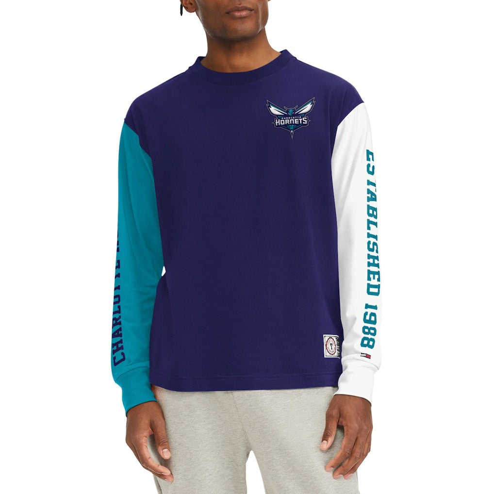NBA Charlotte Hornets Tommy Jeans Richie Color Block Long Sleeve T-Shirt