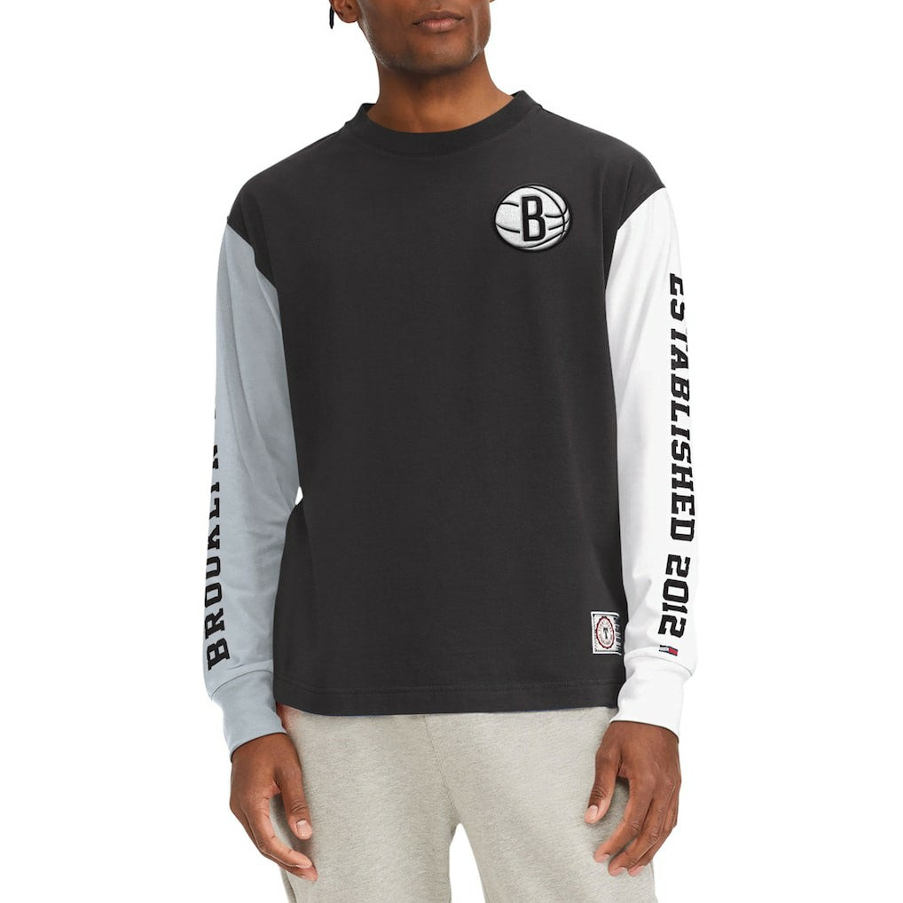 NBA Brooklyn Nets Tommy Jeans Richie Color Block Long Sleeve T-Shirt