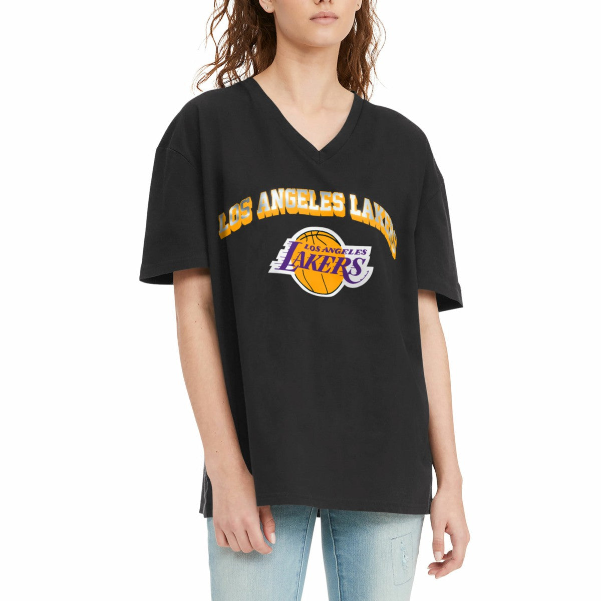 NBA Los Angeles Lakers Tommy Jeans Women's Ashley V-Neck T-Shirt