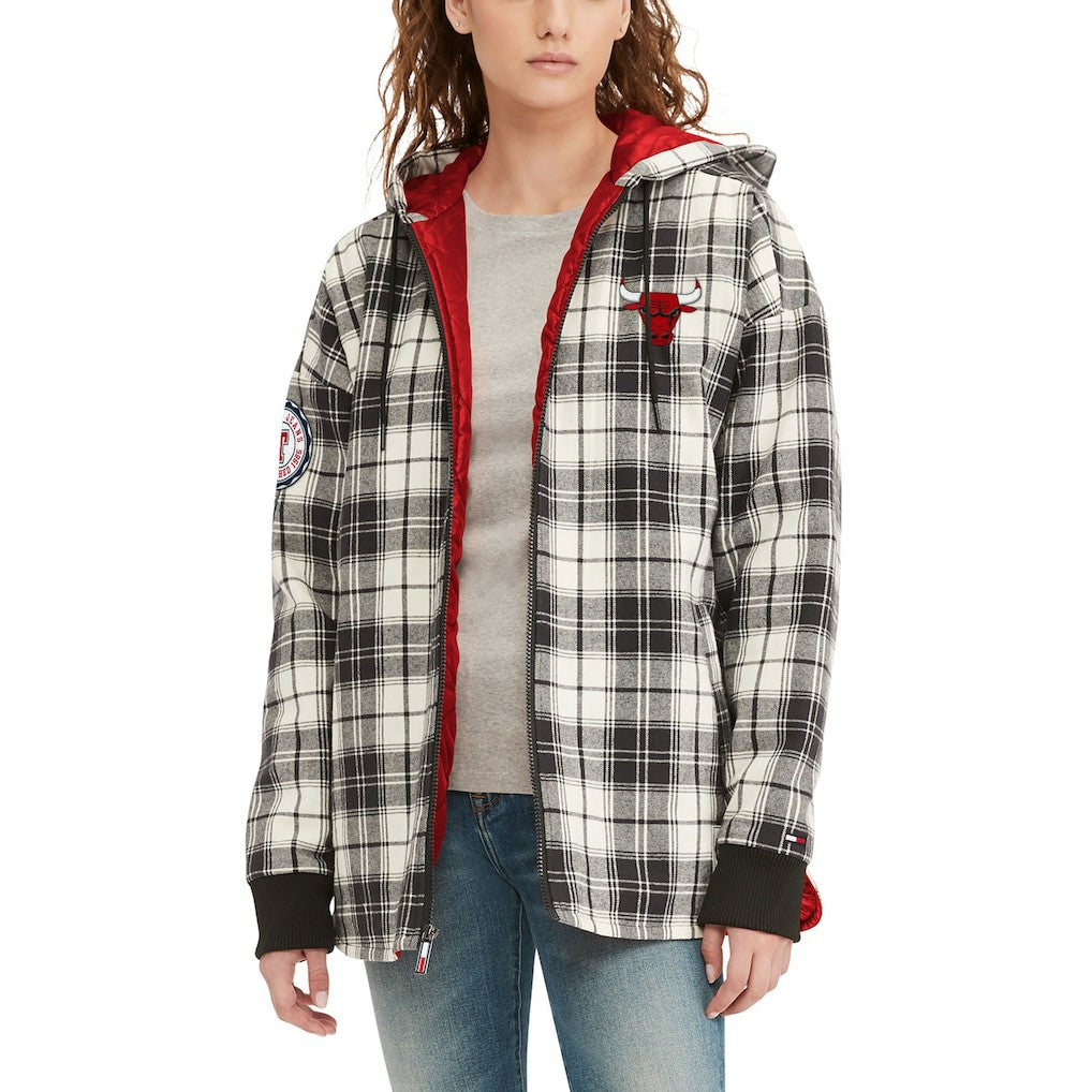 NBA Chicago Bulls Tommy Jeans Women's Molly Flannel Full-Zip Hoodie