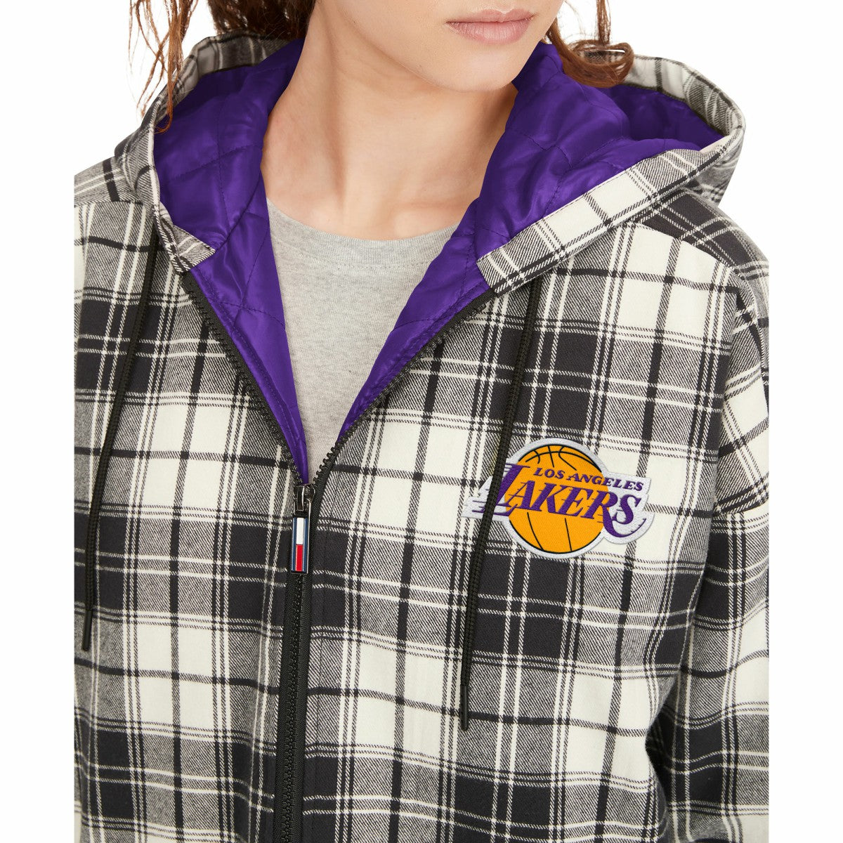 NBA Los Angeles Lakers Tommy Jeans Women's Molly Flannel Full-Zip Hoodie