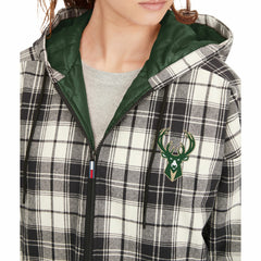 NBA Milwaukee Bucks Tommy Jeans Women's Molly Flannel Full-Zip Hoodie