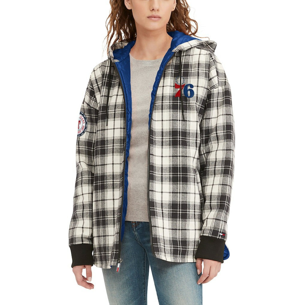 NBA Philadelphia 76ers Tommy Jeans Women's Molly Flannel Full-Zip Hoodie