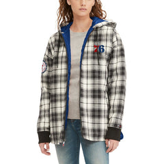 NBA Philadelphia 76ers Tommy Jeans Women's Molly Flannel Full-Zip Hoodie