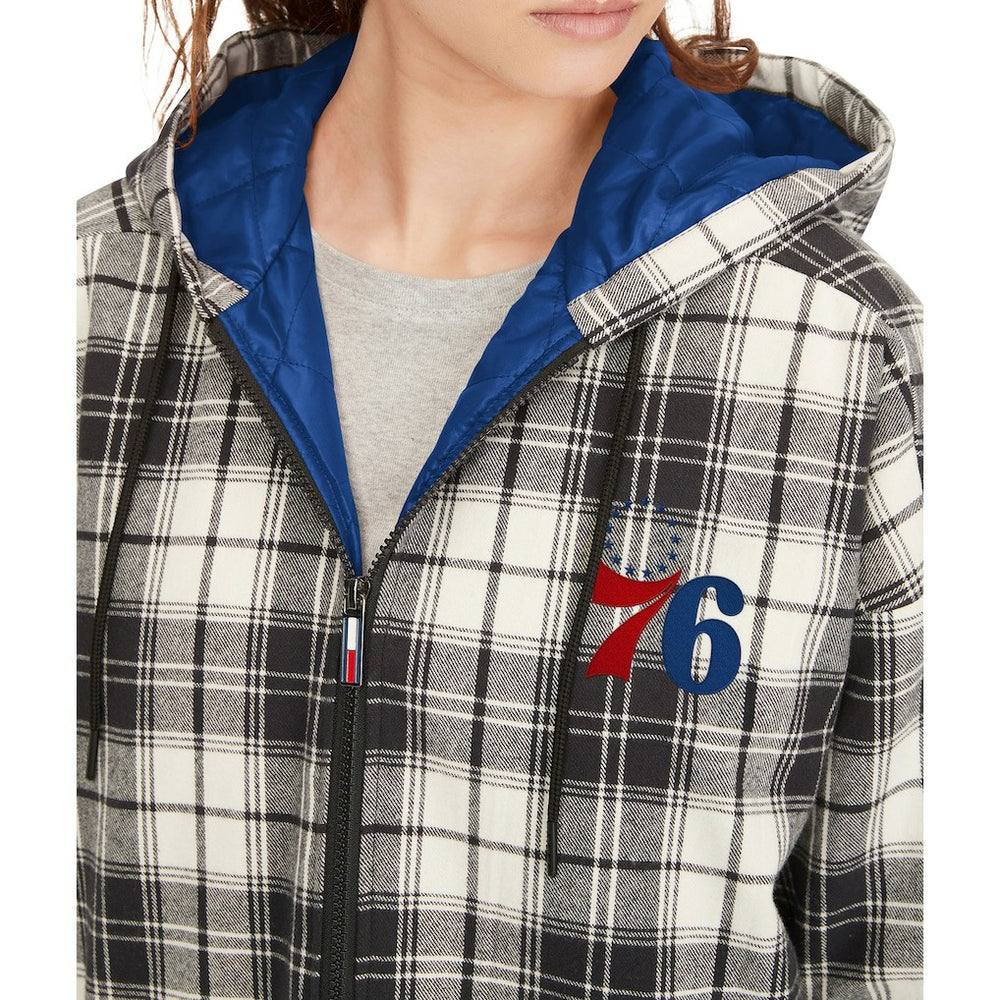 NBA Philadelphia 76ers Tommy Jeans Women's Molly Flannel Full-Zip Hoodie