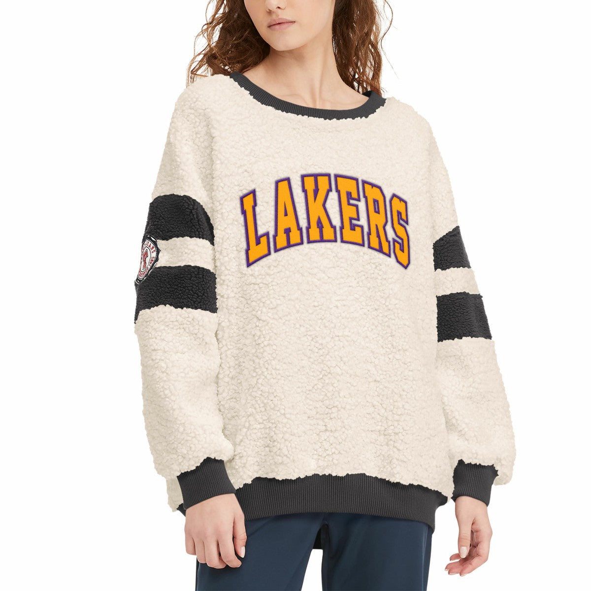 NBA Los Angeles Lakers Tommy Jeans Women's Mindy Sherpa Pullover Sweatshirt