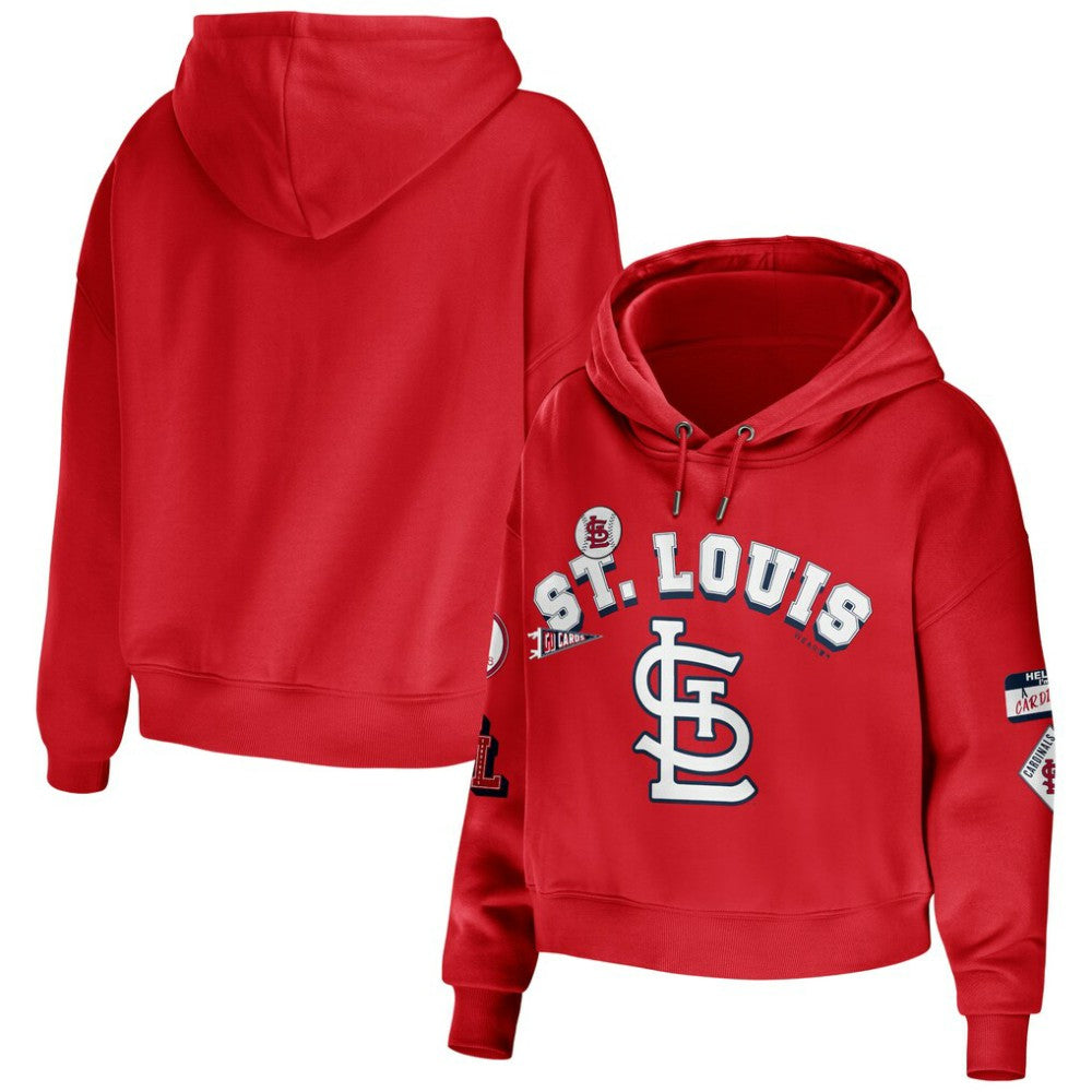MLB St. Louis Cardinals WEAR by Erin Andrews Women's Modest Patches Cropped Pullover Hoodie