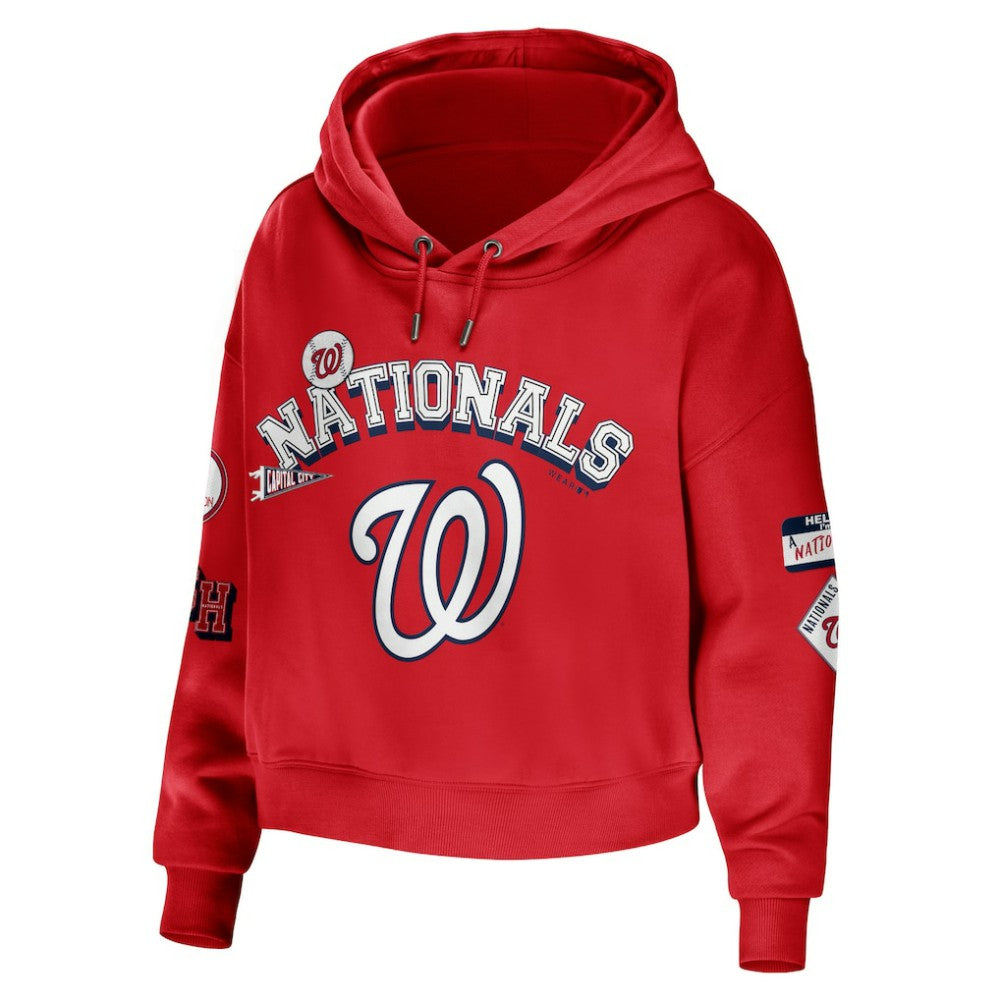 MLB Washington Nationals WEAR by Erin Andrews Women's Modest Patches Cropped Pullover Hoodie