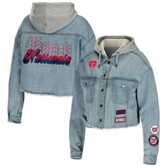 MLB Washington Nationals WEAR by Erin Andrews Women's Hooded Button-Up Denim Jacket