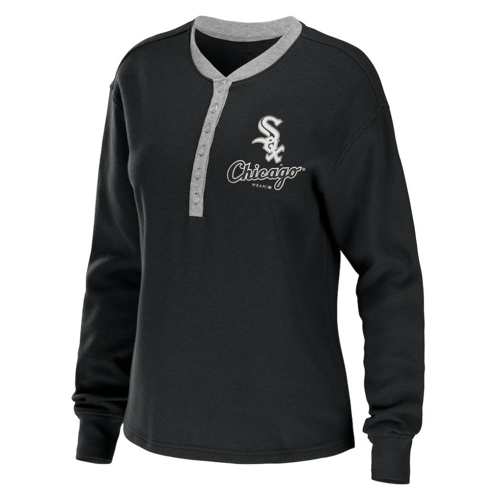 MLB Chicago White Sox WEAR by Erin Andrews Women's Waffle Henley Long Sleeve T-Shirt