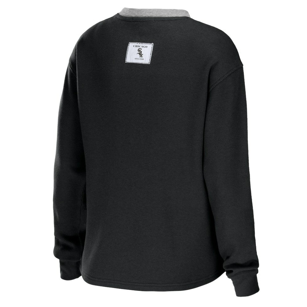MLB Chicago White Sox WEAR by Erin Andrews Women's Waffle Henley Long Sleeve T-Shirt